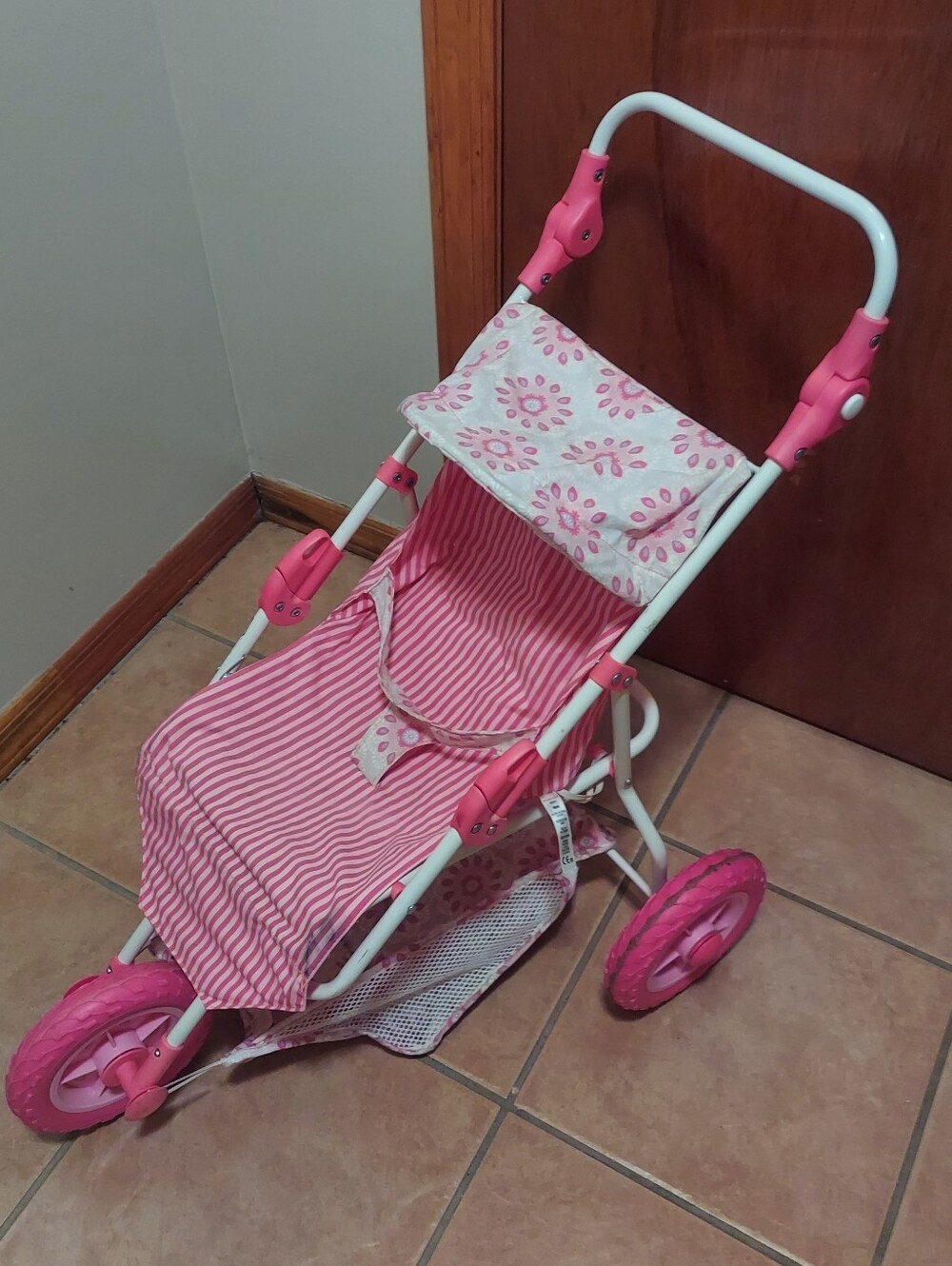 American Girl Bitty Baby Jogging Doll Pink Stroller